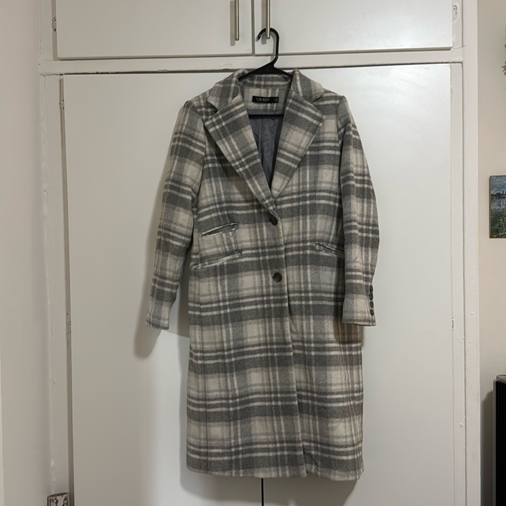Ralph Lauren Plaid Wool Blend Coat